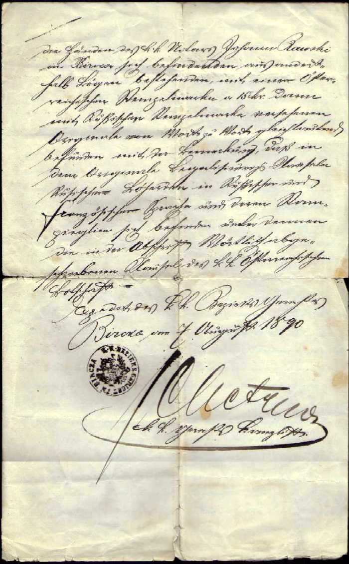 1802 Testimonium ortus et baptismi Severinum Rawski